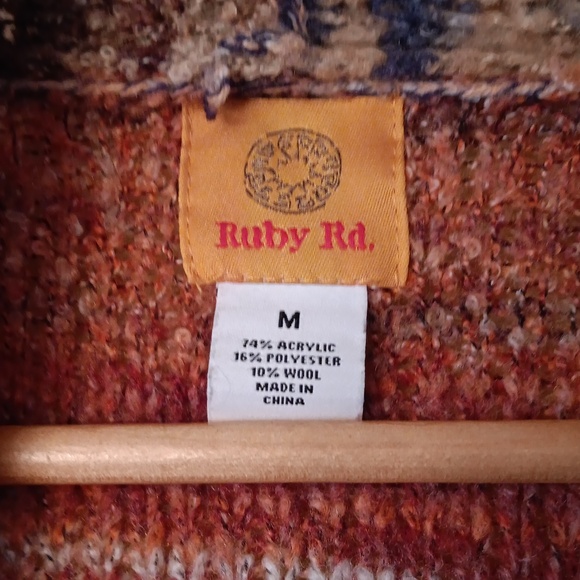 Ruby Rd.Cardigan Sweater. Gorgeous southwest colors, sz.M - Picture 2 of 4